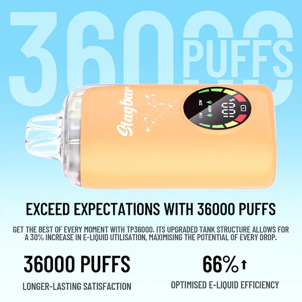 Stagbar Turbo 36000 Puffs Disposable Vape – Longer Lasting Satisfaction with 66% Higher Efficiency.
