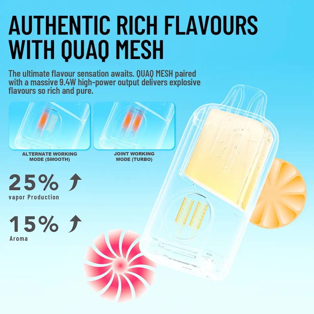 Stagbar Turbo Vape with QUAQ Mesh Coil – Explosive Rich Flavors, 25% More Vapor & 15% Stronger Aroma.