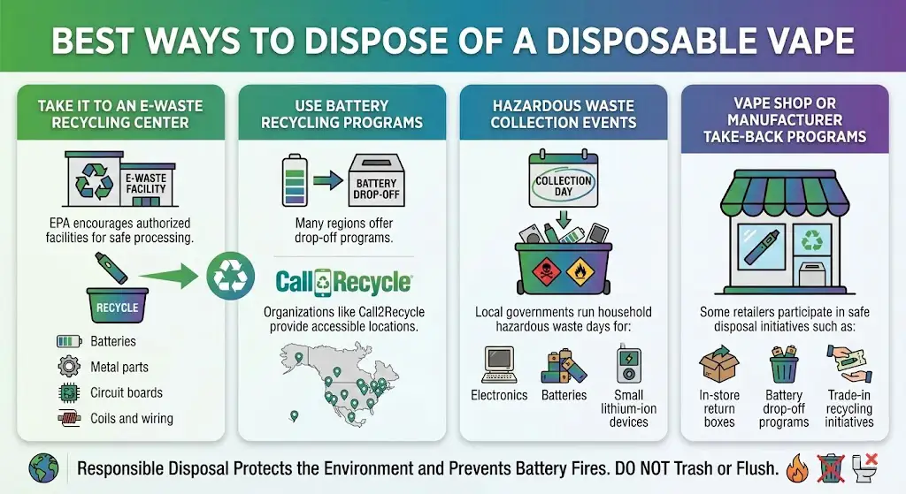 Best disposal and recycling methods for disposable vapes through e-waste and battery programs