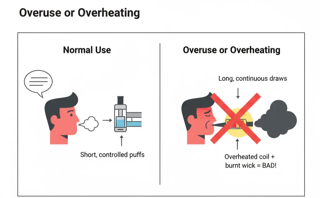 Causes of a burnt disposable vape explained
