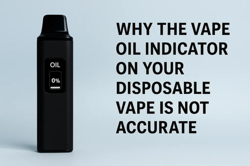 Why the Vape Oil Indicator on Your Disposable Vape Is Not Accurate 2 A disposable vape showing 0% oil on its screen, representing inaccurate oil indicators and fake puff counters in disposable vapes.