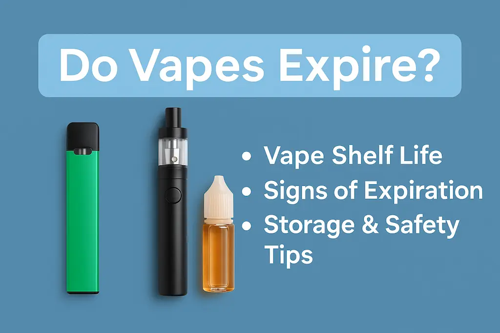 Do Vapes Expire? Complete Guide to Shelf Life, Storage & Safety 2 Do vapes expire — comparison of vape devices and e-liquid showing shelf life and storage importance.