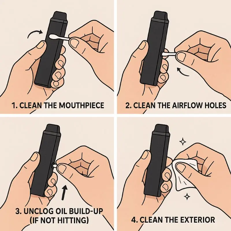 How to Clean a Vape Disposable Safely | Simple Step-by-Step Guide 3 Guide on how to clean a disposable vape and fix airflow issues