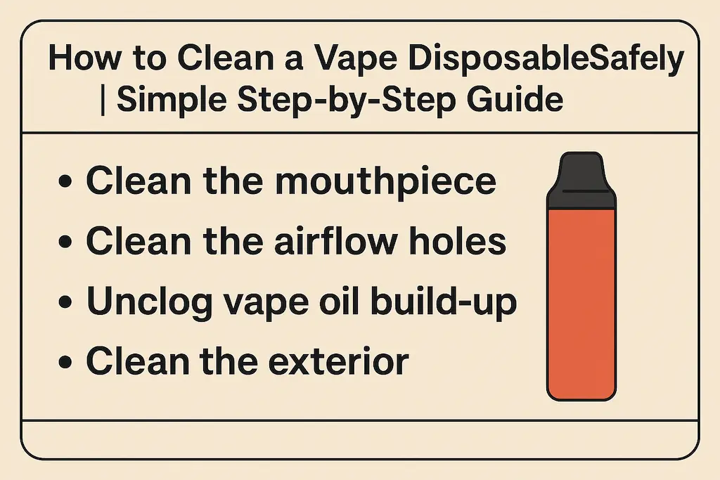 How to Clean a Vape Disposable Safely | Simple Step-by-Step Guide 2 Simple guide on how to clean a disposable vape safely and fix airflow problems