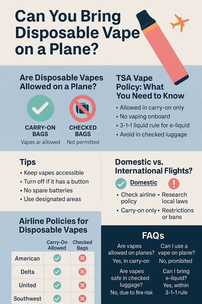 Tips on safely packing disposable vapes in carry-on luggage for air travel according to TSA rules