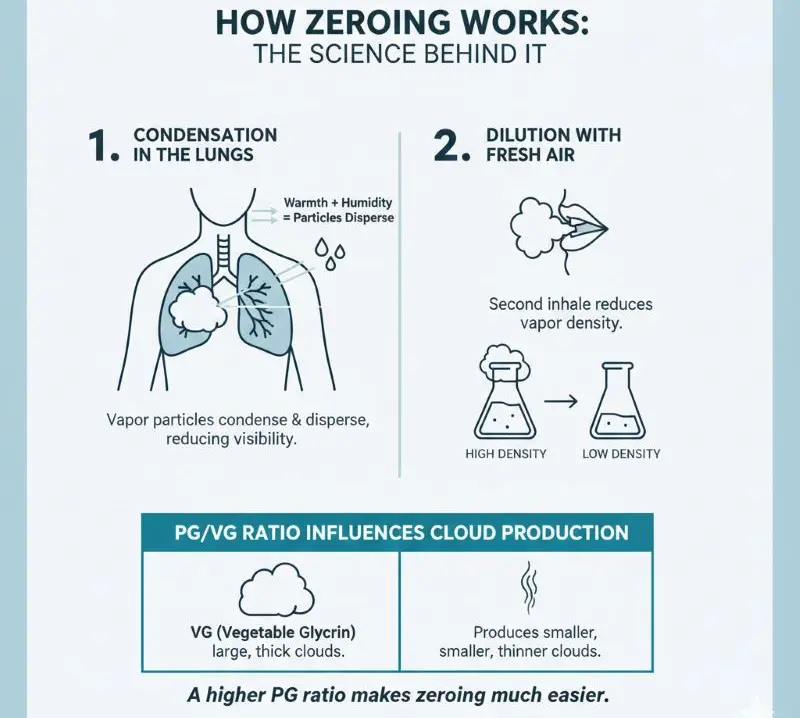 How zeroing a vape works with condensation and fresh air dilution