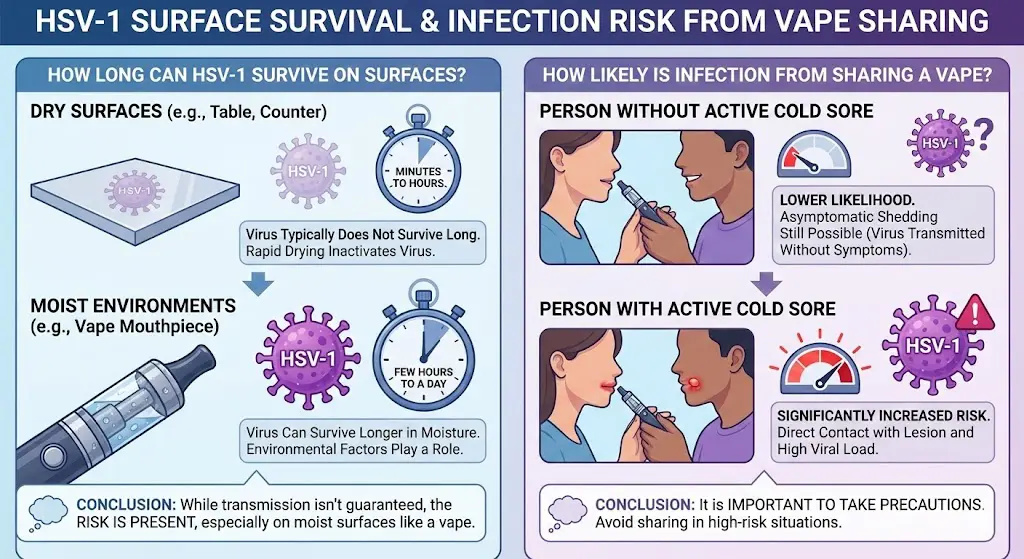 How likely HSV-1 transmission is when sharing a vape