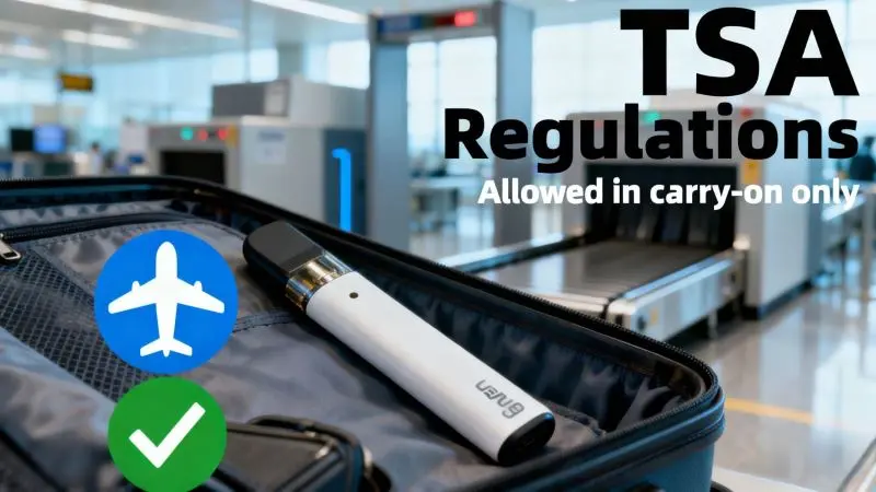 Can You Take Disposable Vapes on an Airplane? 3 TSA airport security rule showing disposable vape allowed in carry-on luggage only