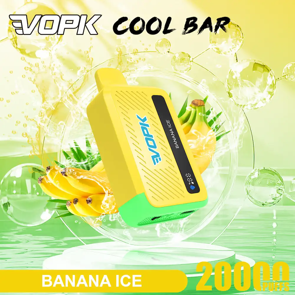VOPK Cool Bar 20000 20K Puffs 5% Nicotine Vape 11 VOPK Cool Bar 20000 puffs disposable vape in Banana Ice flavor