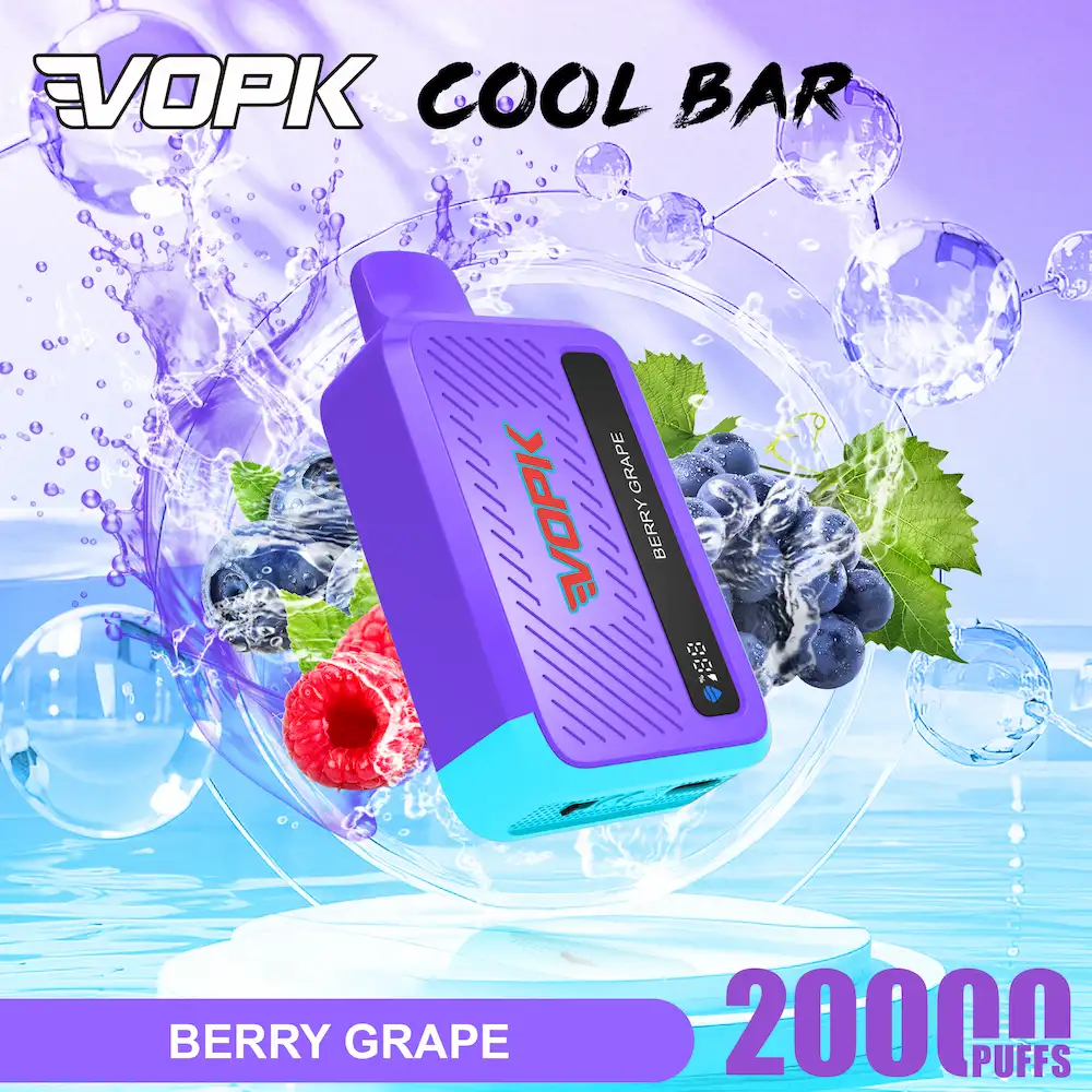 VOPK Cool Bar 20000 20K Puffs 5% Nicotine Vape 9 VOPK Cool Bar 20000 puffs disposable vape in Berry Grape flavor