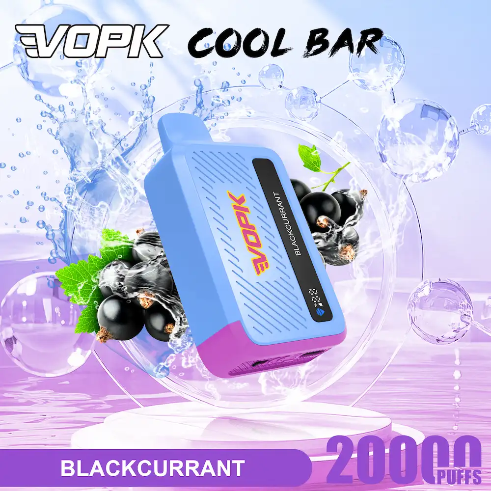 VOPK Cool Bar 20000 20K Puffs 5% Nicotine Vape 6 VOPK Cool Bar 20000 puffs disposable vape in Blackcurrant flavor