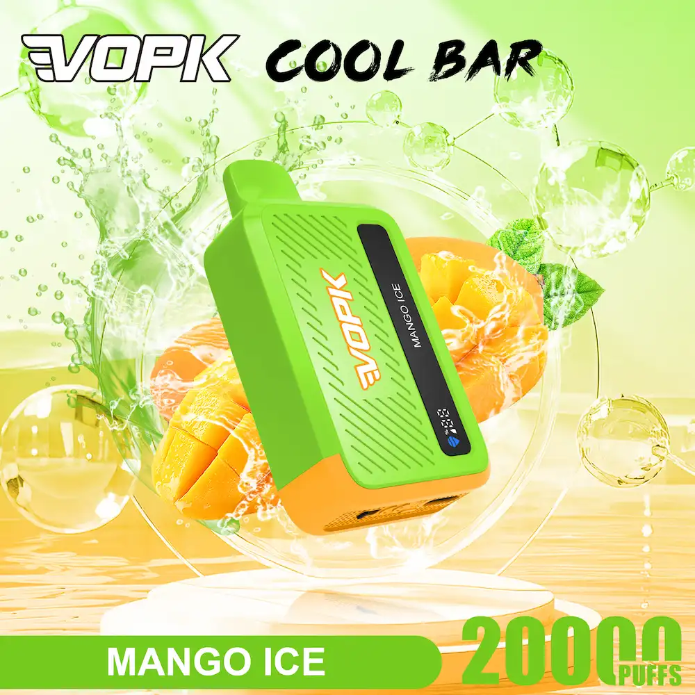 VOPK Cool Bar 20000 20K Puffs 5% Nicotine Vape 8 VOPK Cool Bar 20000 puffs disposable vape in Mango Ice flavor