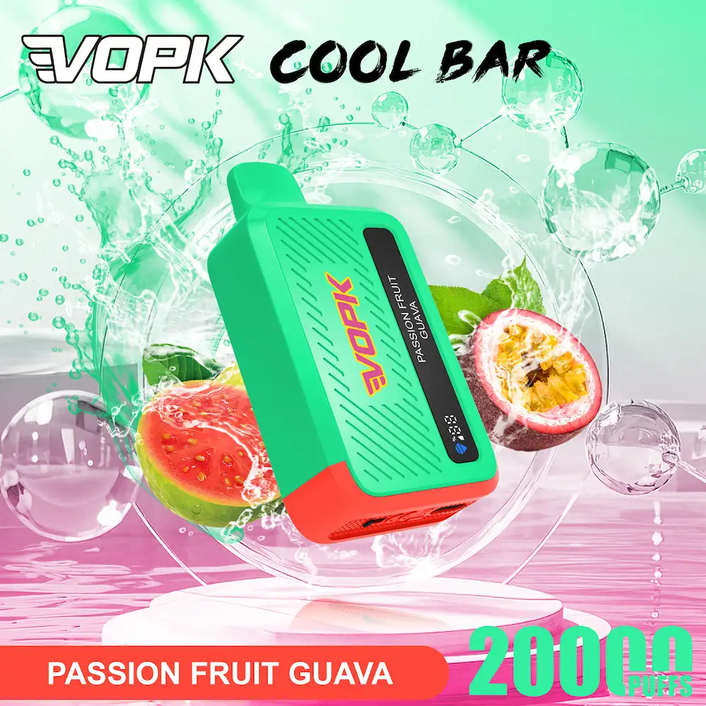 VOPK Cool Bar 20000 20K Puffs 5% Nicotine Vape 2 VOPK Cool Bar 20000 puffs disposable vape in Passion Fruit Guava flavor
