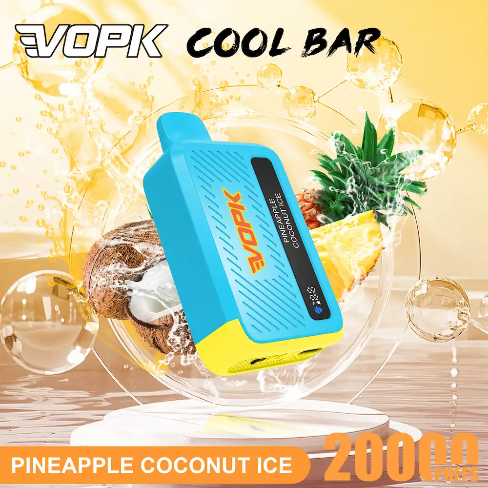 VOPK Cool Bar 20000 20K Puffs 5% Nicotine Vape 3 VOPK Cool Bar 20000 puffs disposable vape in Pineapple Coconut Ice flavor