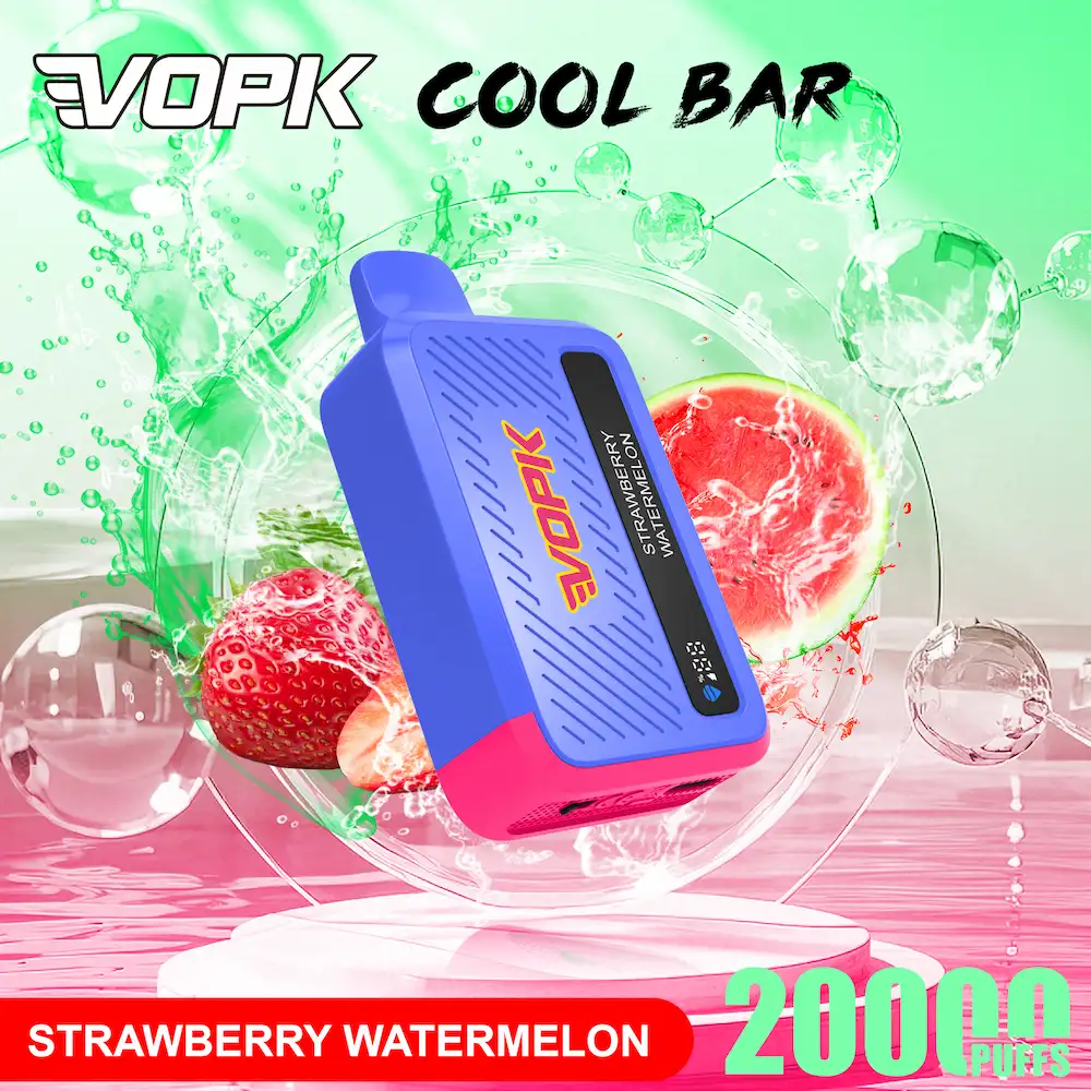 VOPK Cool Bar 20000 20K Puffs 5% Nicotine Vape 5 VOPK Cool Bar 20000 puffs disposable vape in Strawberry Watermelon flavor