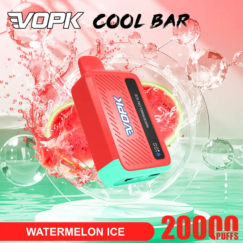 VOPK Cool Bar 20000 20K Puffs 5% Nicotine Vape 10 VOPK Cool Bar 20000 puffs disposable vape in Watermelon Ice flavor