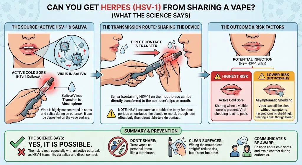 How HSV-1 spreads through saliva and oral contact