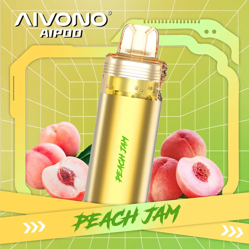 AIVONO 30000 Puffs 30K Refillable Pod Clear Tank 10 AIVONO 30K puffs refillable pod – Peach Jam flavor tank