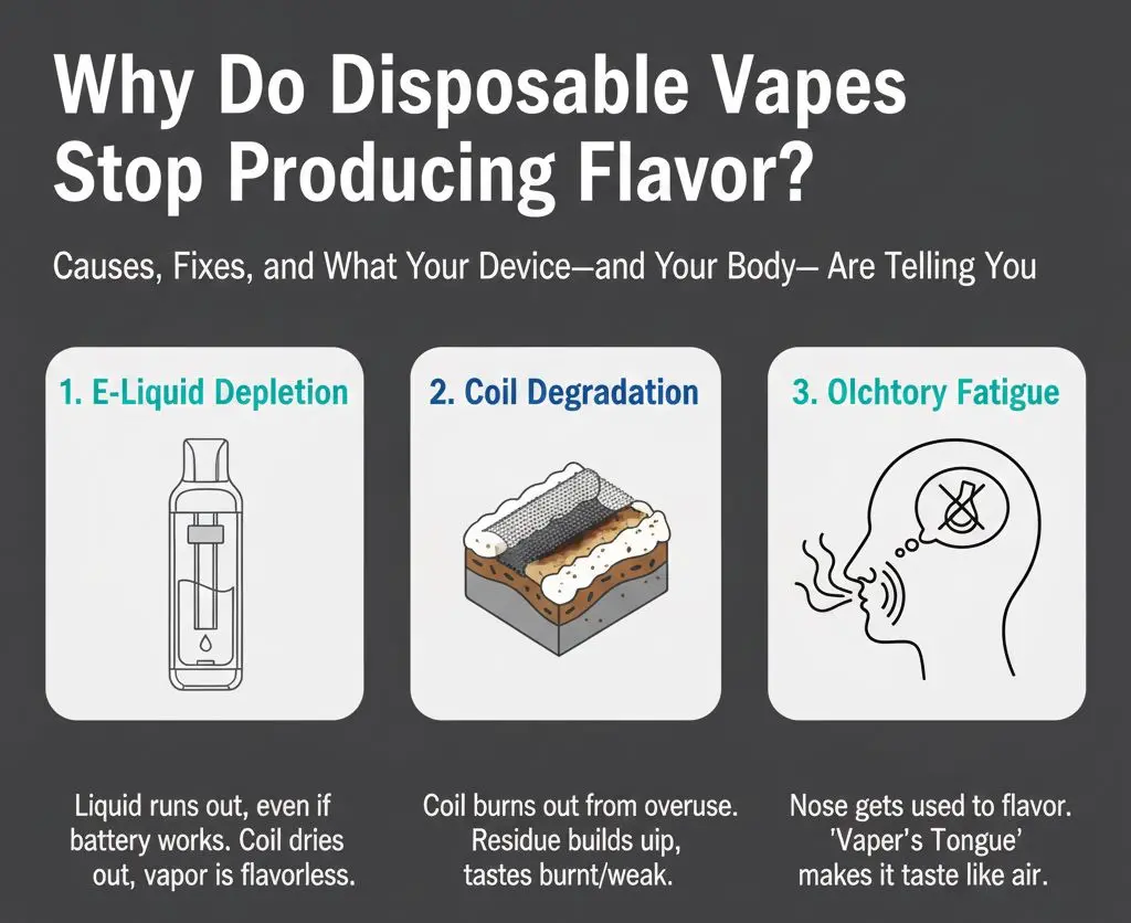 Perché i vapers usa e getta smettono di produrre aromi? 3 Cause della perdita di aroma nei vapers usa e getta