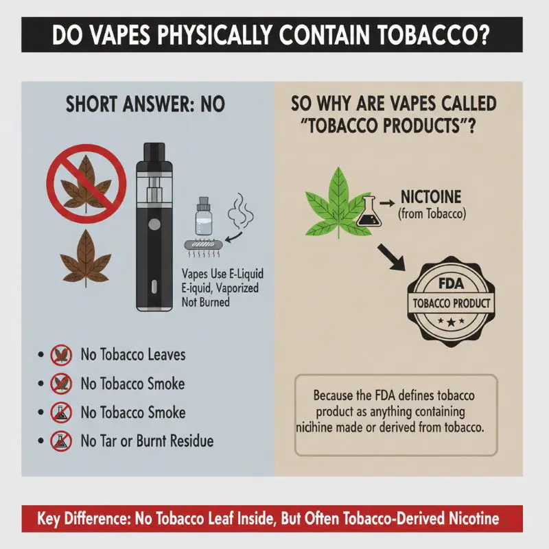 Do vapes contain real tobacco leaf or plant material