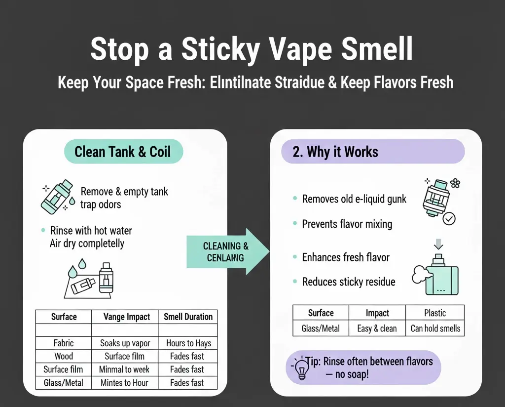 Cleaning electronic cigarette to remove sticky residue