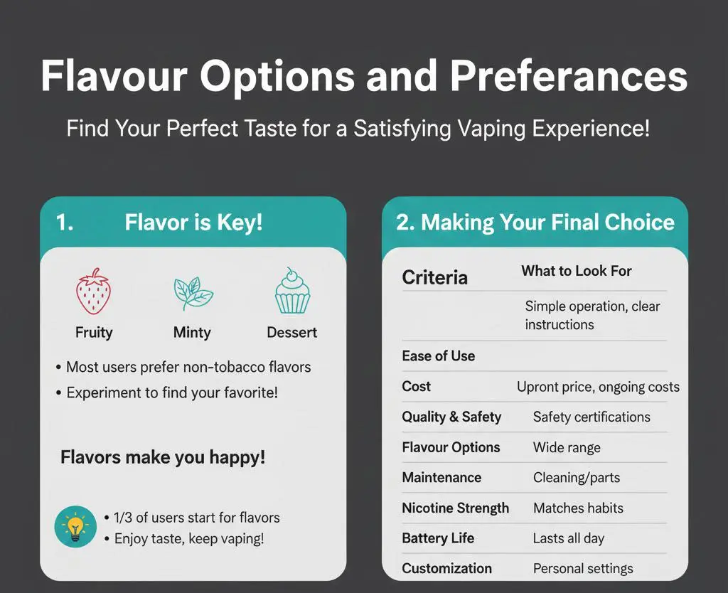 Sådan vælger du den bedste elektroniske cigaret til dine behov 5 Smagsmuligheder og præferencer for elektroniske cigaretter