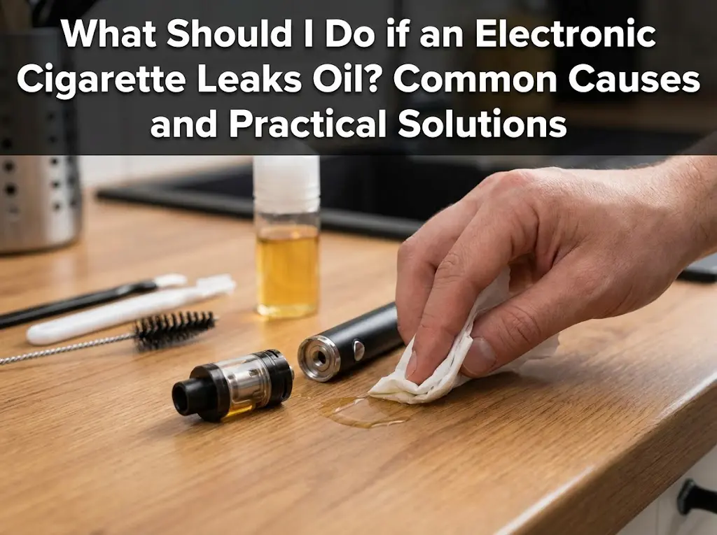 What Should I Do if an Electronic Cigarette Leaks Oil? Common Causes and Practical Solutions 3 Electronic cigarette leaking oil from mouthpiece and airflow