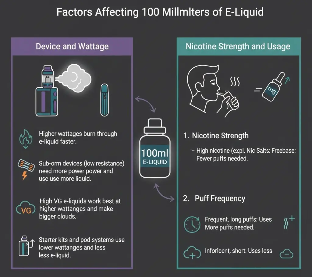 Quanto possono durare 100 millilitri di e-liquid 4 Fattori che influenzano la velocità di utilizzo di 100 millilitri di e-liquid