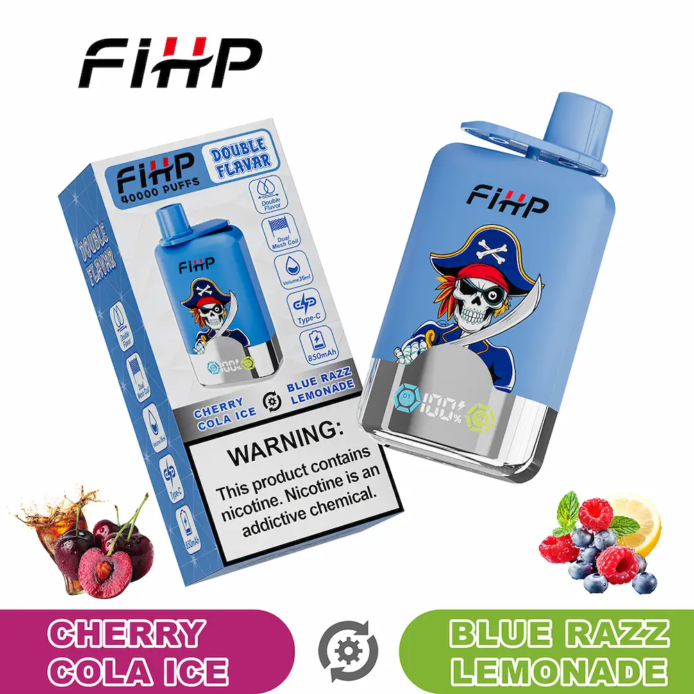 FIHP 40000 (40K) Puffs Dual Flavor Engangsdamp 2 FIHP 40000 40K puffs dual flavor engangs vape - Blue Razz Lemonade & Cherry Cola Ice