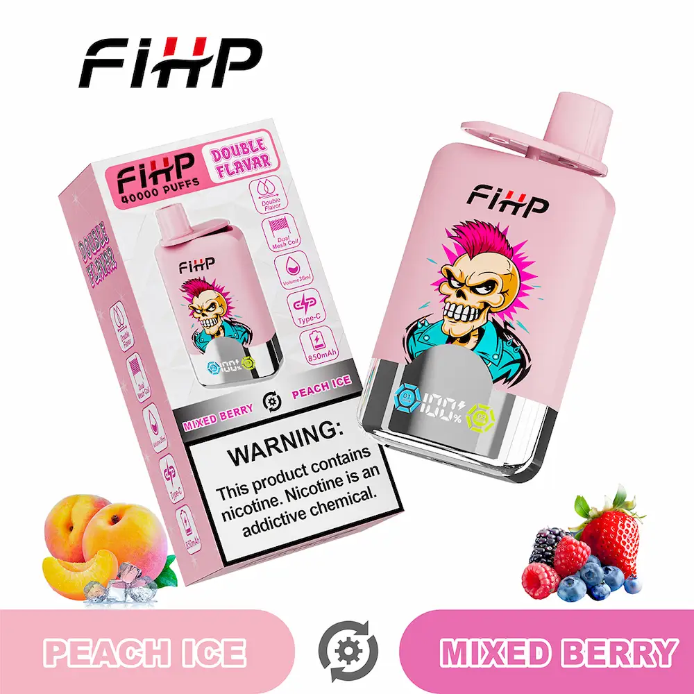 FIHP 40000 (40K) Puffs Dual Flavor Engangsdamp 7 FIHP 40000 40K puffs dual flavor engangs vape - Peach Ice & Mixed Berry