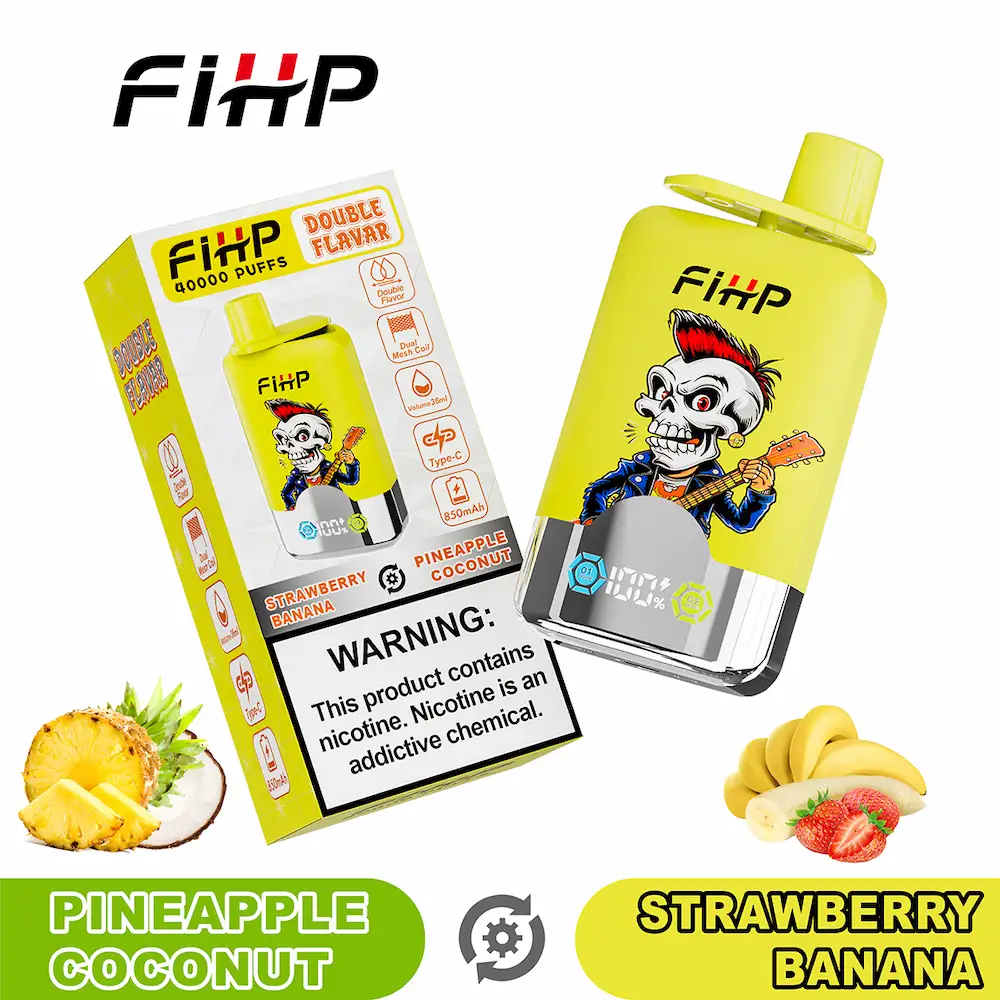 FIHP 40000 (40K) Puffs Dual Flavor Engangsdamp 6 FIHP 40000 40K puffs dual flavor engangs vape - ananas kokosnød & jordbær banan