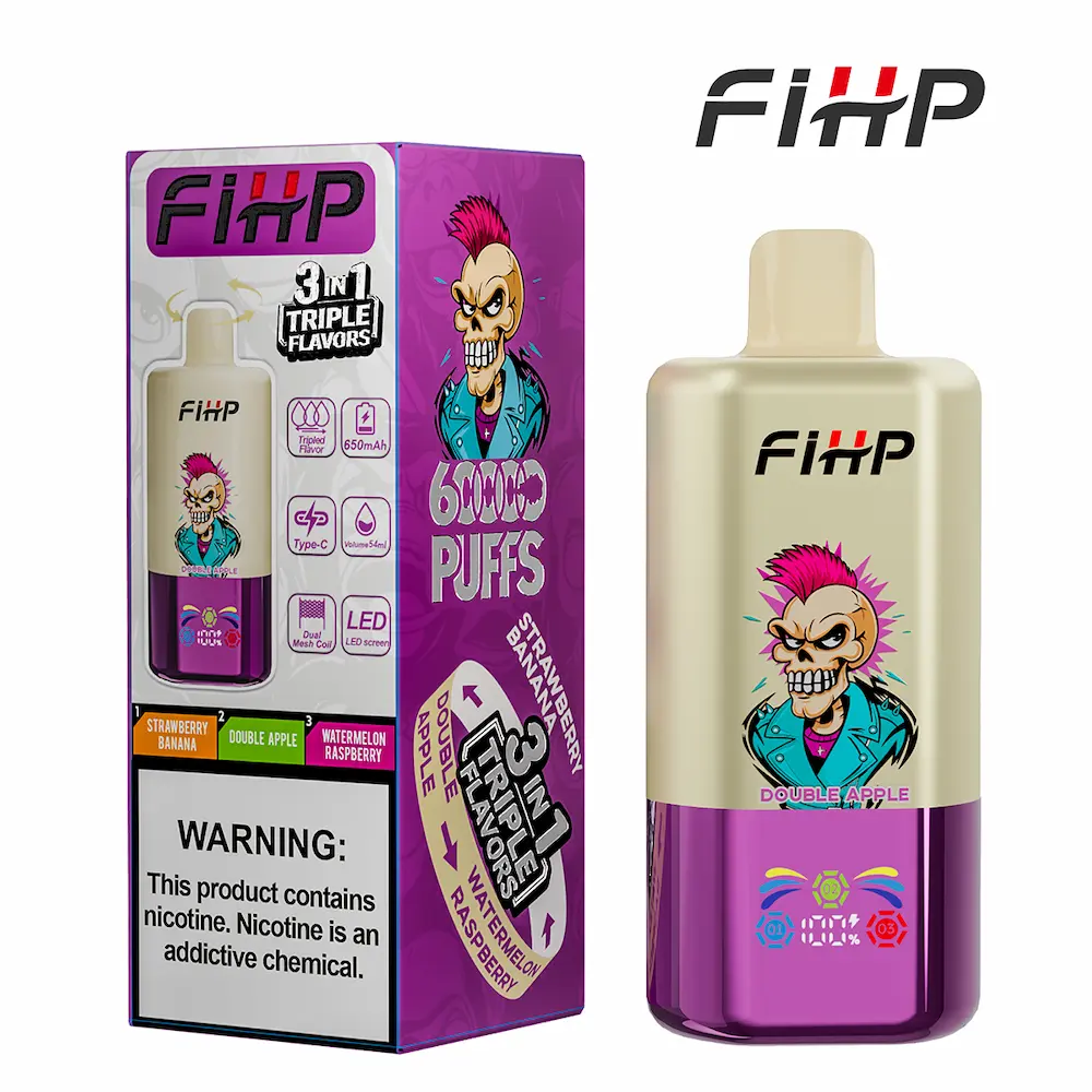FIHP 60000 60K Puffs 3-in-1 Triple Flavor Vape 3 FIHP 60000 3-i-1 engangs vape Jordbær Banan Dobbelt Æble Hindbær Vandmelon