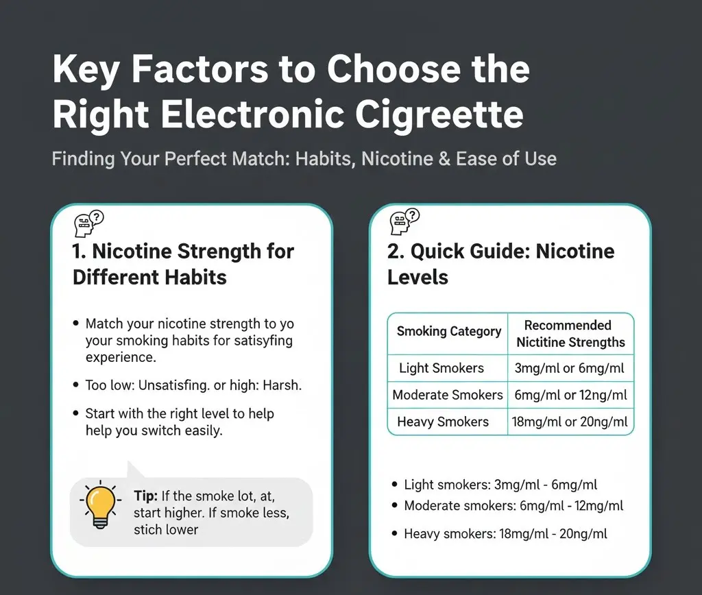 Sådan vælger du den bedste elektroniske cigaret til dine behov 4 Nøglefaktorer for valg af elektronisk cigaret