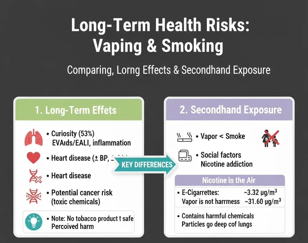 Long-term risks of electronic cigarettes vs smoking