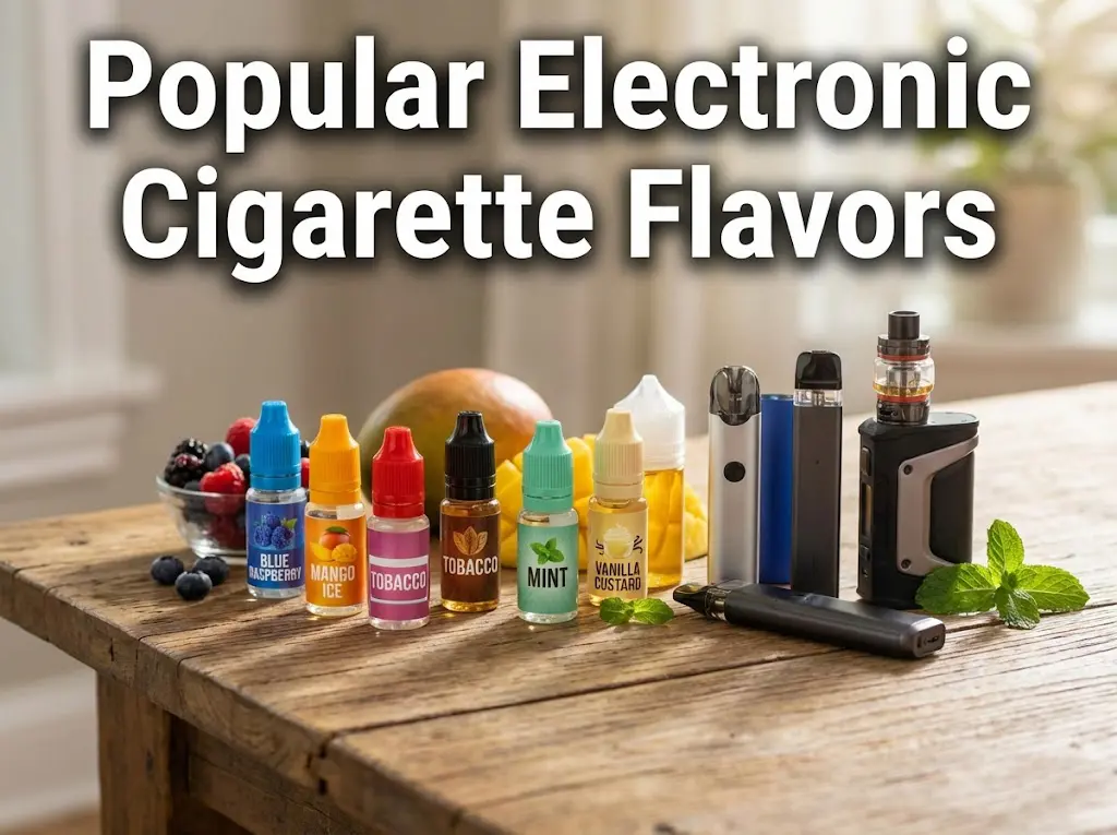 Popular electronic cigarette flavors including fruit menthol and dessert