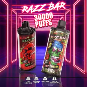 RAZZ BAR 30000 30K puffs disposable vape with adjustable airflow and rechargeable battery