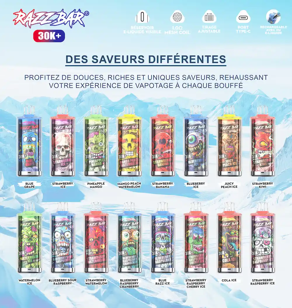 Razz Bar 30000 30K puffs refill vape flavor collection