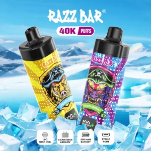 Razz Bar 40000 puffs disposable vape with LED screen and rechargeable design
