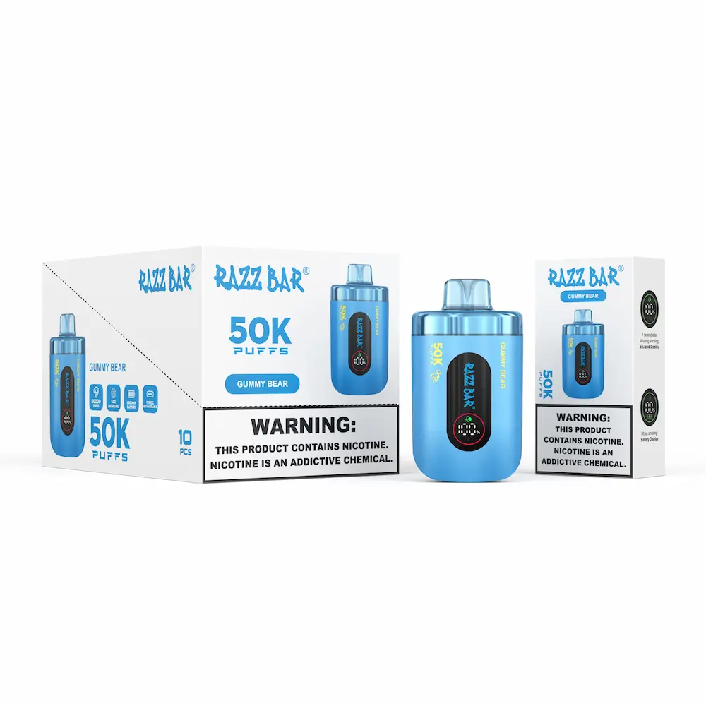 RAZZ BAR 50000 (50K) Puffs Disposable Vape 9 RAZZ BAR 50000 puffs disposable vape – Gummy Bear flavor