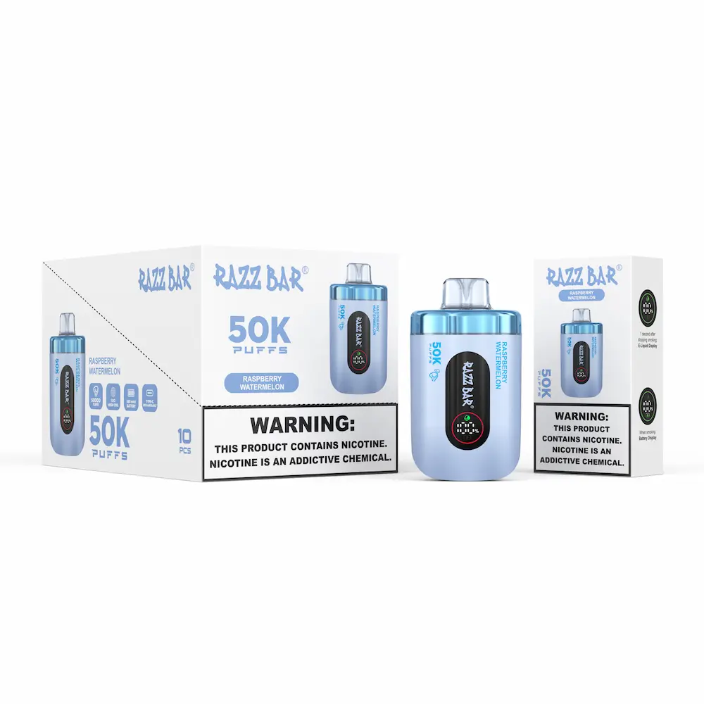 RAZZ BAR 50000 (50K) Puffs Disposable Vape 3 RAZZ BAR 50000 puffs disposable vape – Raspberry Watermelon flavor