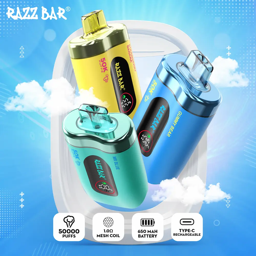 RAZZ BAR 50000 (50K) Puffs Disposable Vape 12 RAZZ BAR 50000 puffs disposable vape side view