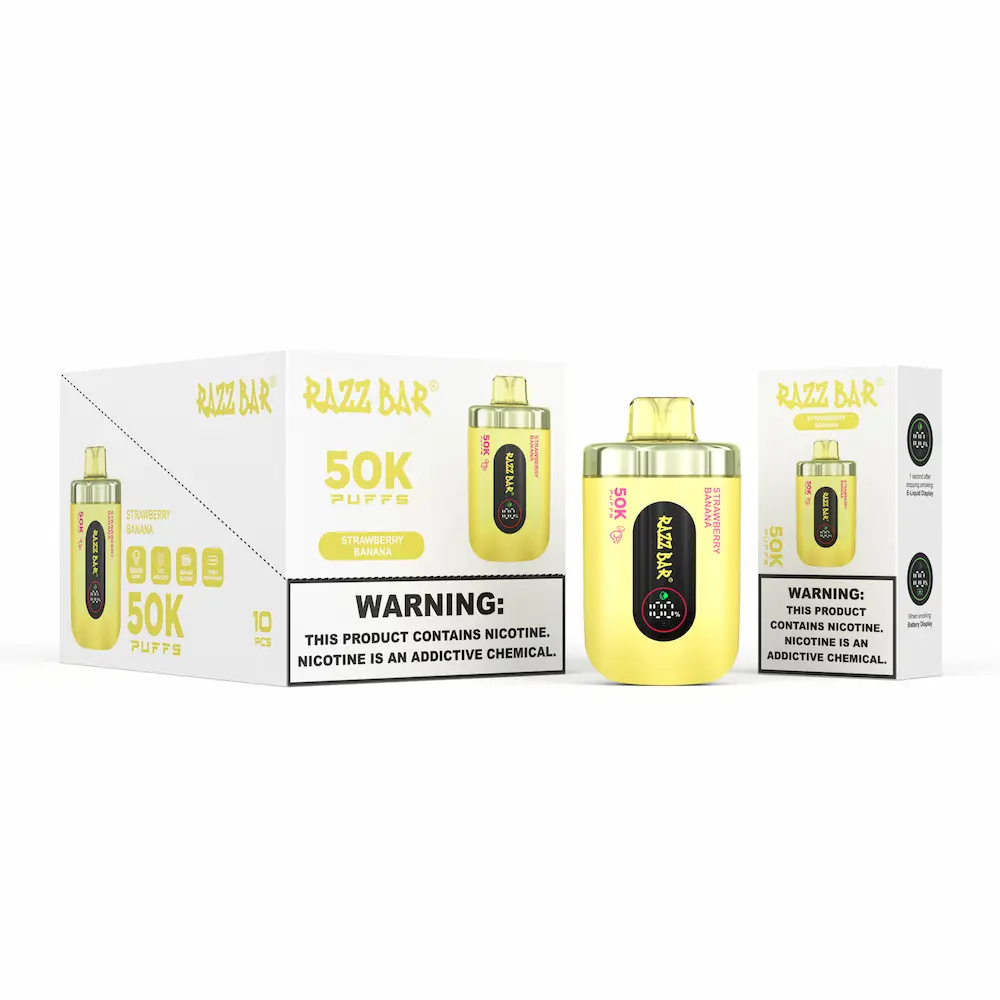 RAZZ BAR 50000 (50K) Puffs Disposable Vape 7 RAZZ BAR 50000 puffs disposable vape – Strawberry Banana flavor