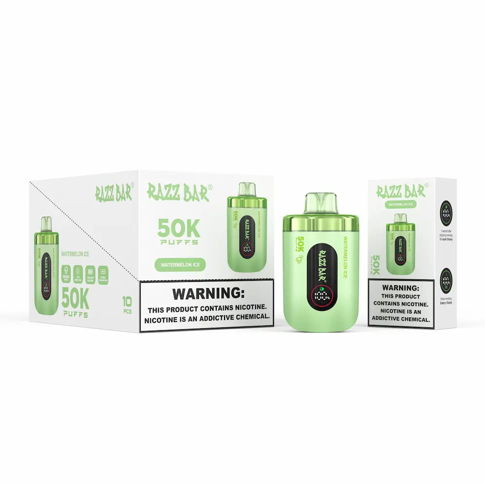 RAZZ BAR 50000 (50K) Puffs Disposable Vape 6 RAZZ BAR 50000 puffs disposable vape – Watermelon Ice flavor