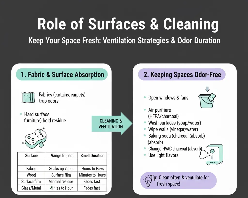 Role of surfaces and cleaning for electronic cigarette odor