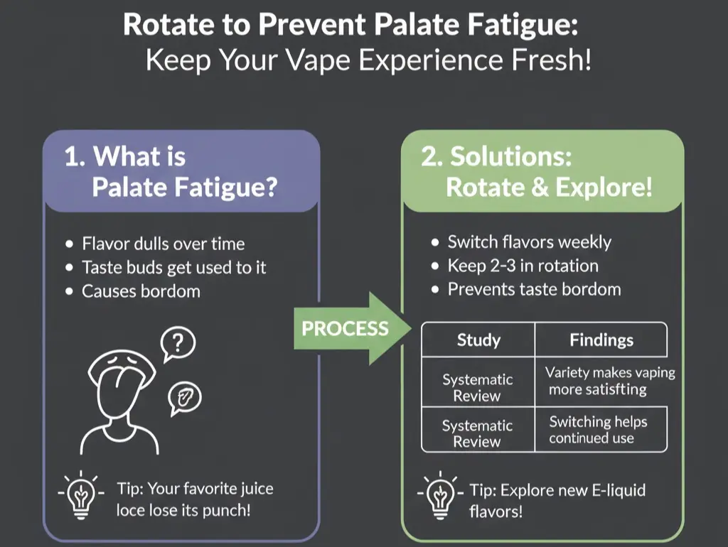 Rotate vape flavors to prevent palate fatigue