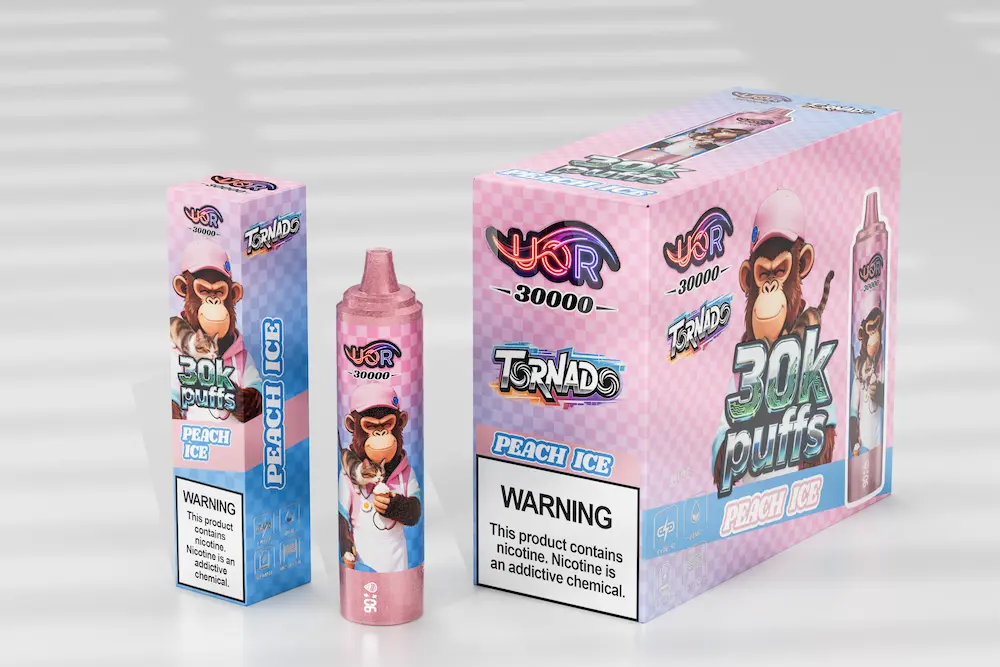 UOR Tornado 30000 (30K) Puffs Vape Desechable 7 UOR Tornado 30000 Vape desechable sabor melocotón helado