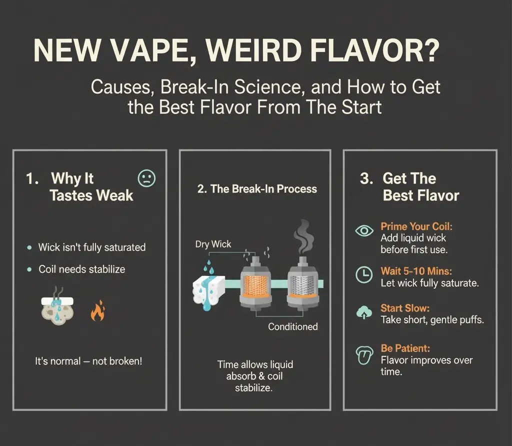 Why Does a New Vape Taste Weak at First? 3 Vape coil and wick break-in process affecting flavor output