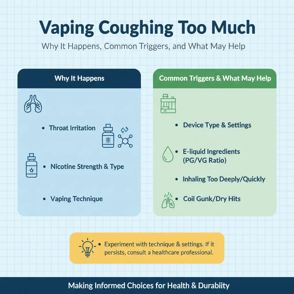 Vaping coughing too much caused by throat irritation and vapor exposure