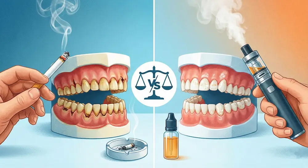 Vaping vs smoking comparison for teeth and gum health