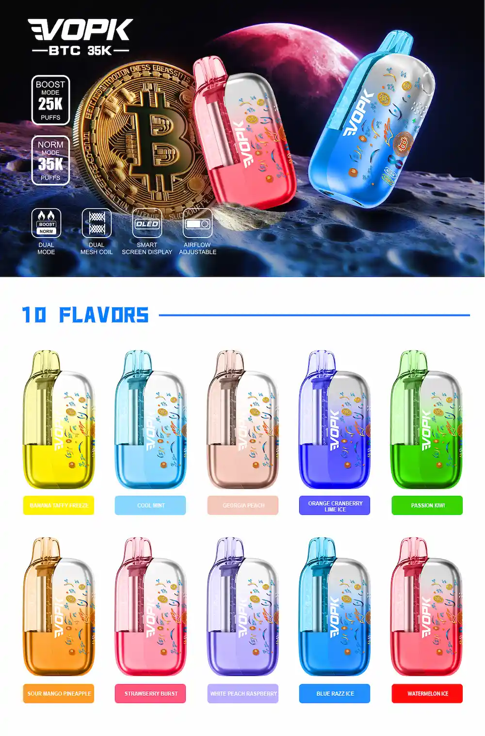 vopk btc 35000 35k puffs disposable vape all flavors